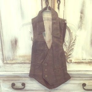 Brown faux leather vest